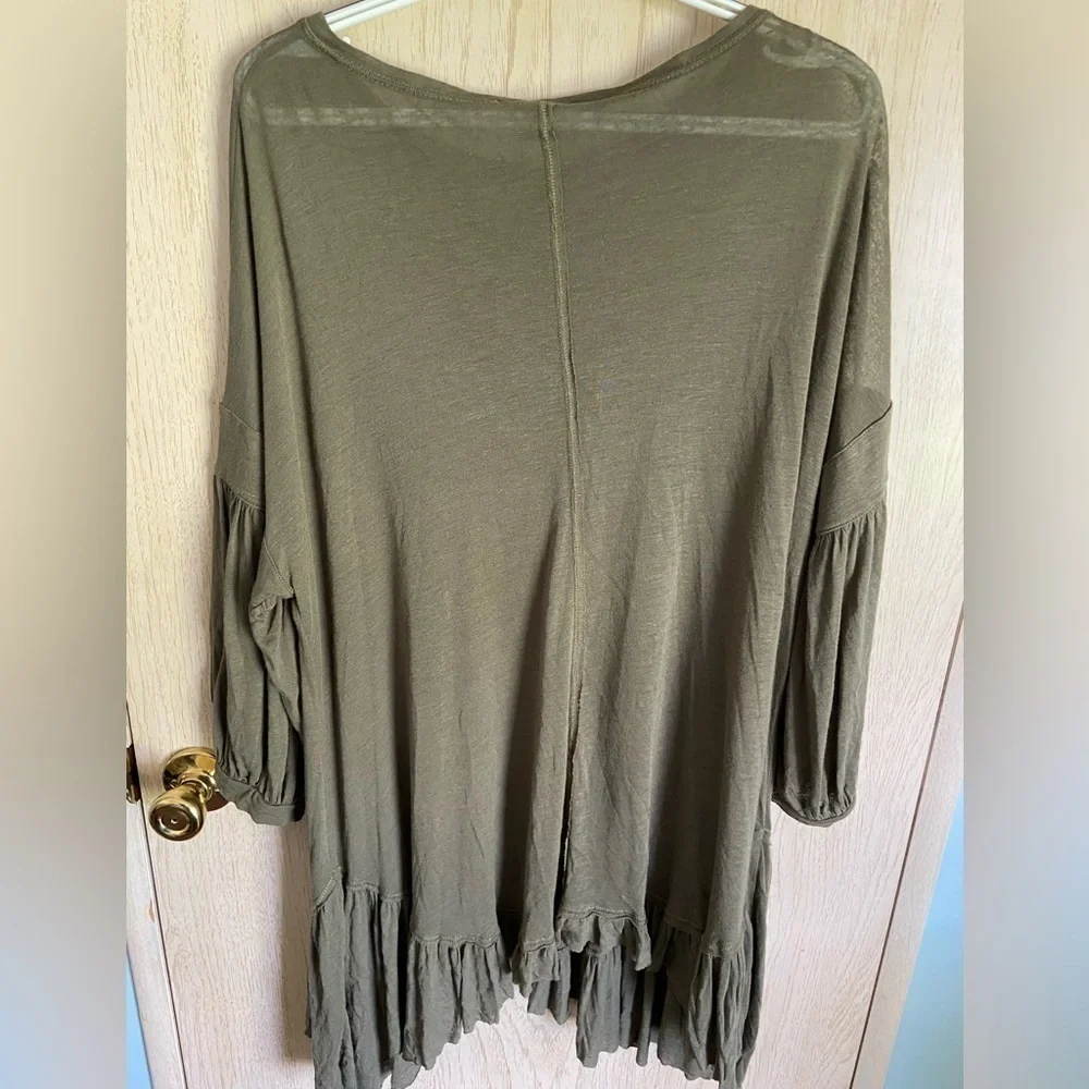 Free People Beach ‘Riverside’ Linen Tunic Sz Small Oversized Olive Green